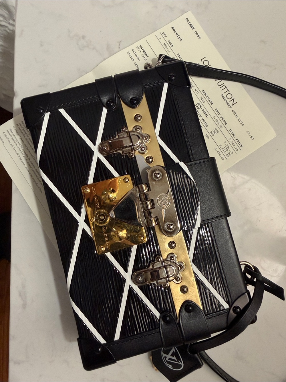 Louis Vuitton Black & White Epi Trunk Crossbody w/Silver & Gold Hardware 1 of 8